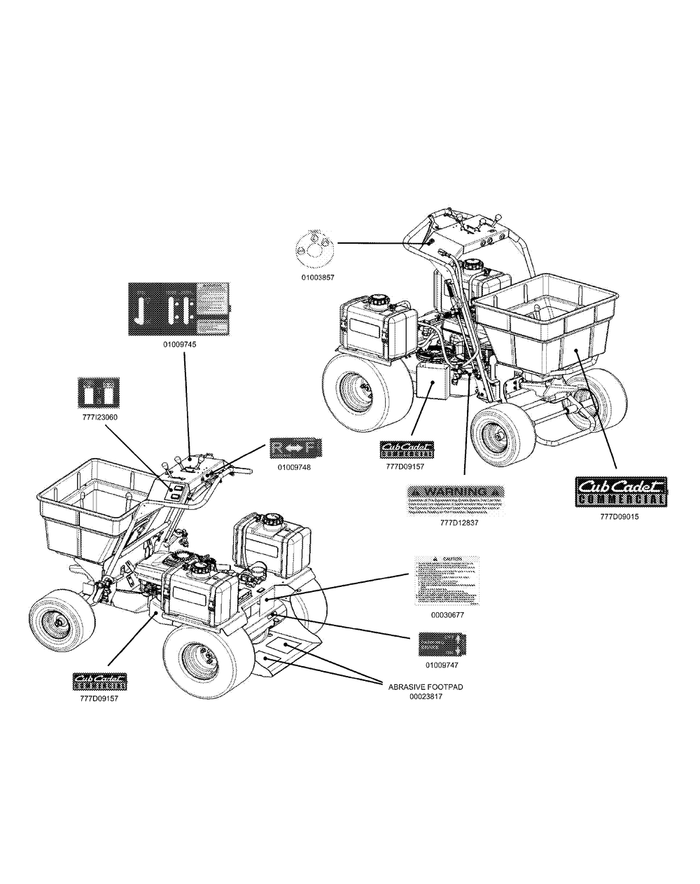 Label Map Diagram and Parts List for 56A34DT2 750-XP Cub Cadet Lawn Mower
